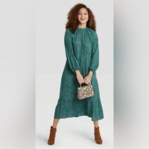 A New Day Paisley Long Sleeve Maxi Dress